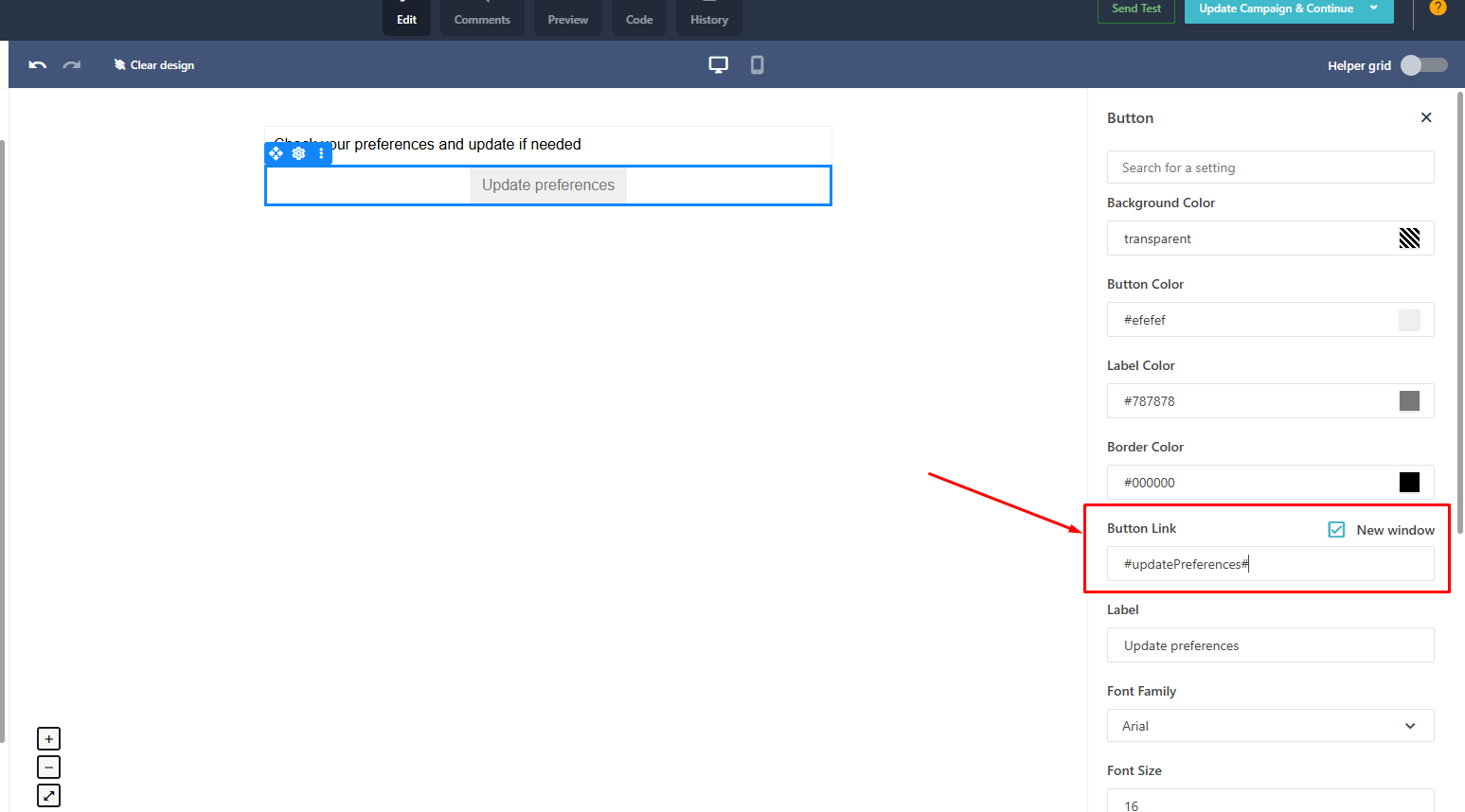 Update Preferences Tag